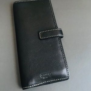 Coach black leather checkbook
